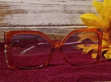 Vintage 80s Style Lion Head Door Knocker Sunglasses Orange Amber Square Shield  picture