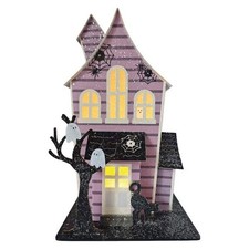 NEW Halloween Purple LED Lights Haunted House BlackCat Ghost Spider Putz Glitter picture