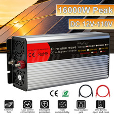 Car Power Inverter 16000W DC 12V to AC 110V Sine Wave Solar Converter LCD 2AC picture