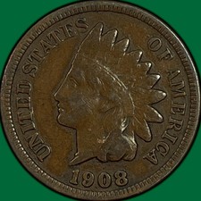 1908-S Indian Head Cent Very Fine VF Coin #46037 picture