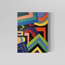 Original Geometric Abstract Acrylic Painting 18x24 Memphis Style Wall Art picture