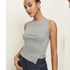 NWOT Reformation Hudson Knit Top in Heather Grey SZ L picture