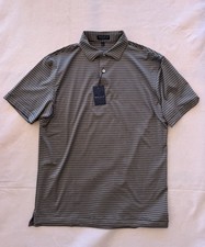 Peter Millar Mens Crown Crafted Striped Golf Shirt Size Medium Blue Striped NEW picture