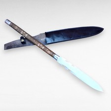 Hand Forged Viking Spear D2 Steel Hunting Blade Carved Rosewood Short Seax Knife picture