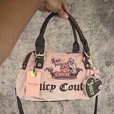 NWT Juicy Couture Pink Velour Crown Satchel Bag Heart Mirror Y2K Crossbody picture