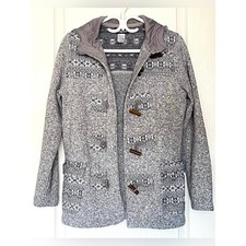 Patagonia Better Sweater Icelandic Duffle Coat Gray Knit Hooded Toggle Size M picture