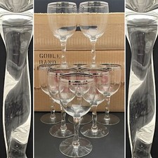 Mikasa Rare NOS Platinum Band Wine Goblets 1949 8pc Set c1970s Europe 6