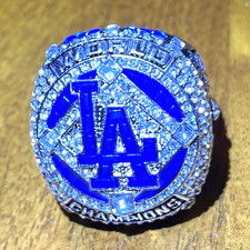MLB Los Angeles Dodgers World Series Champions Ring - Silver & Blue, One Size 11 picture