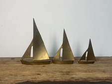 mid century brass sailboats set of 3 picture