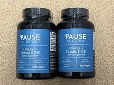2x Bottles The Pause Nutrition Omega 3 Vitamin D & K2 Supplement 120 Soft Gels picture