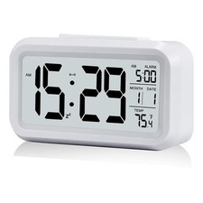 Reloj despertador digital con pantalla LCD y dos puertos de carga USB 12/24 h picture