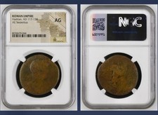 Emperor Hadrian 117-138 AD NGC Graded Sestertius Certified Ancient Roman Coin picture