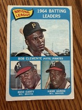 1965 Topps #2 Batting Leaders Roberto Clemente Hank Aaron VG-EX HOF Great Color picture