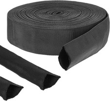 33 FT Nylon Hydraulic Hose Protector Sleeve Black Protective Cover Hose Sheath picture