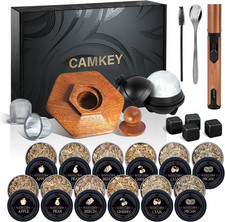 23Pcs Whiskey Smoker Kit with Torch-12 Wood Chips, Ice Ball Mold, Cocktail Smoke picture