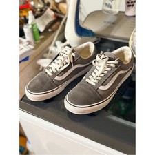 Vans Old Skool Gray Suede Canvas White Stripe Lace Up Skate Sneakers Mens 10.5 picture