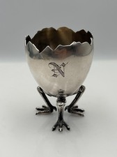Gorham Antique Aesthetic Sterling Silver Figural Chicken Feet Egg Cup picture
