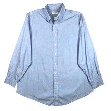 Brooks Brothers Men's 16.5 34/35 Blue Cotton Dress Shirt Button Down Made USA picture