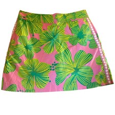 Lilly Pulitzer Vintage Pink Lenore Skort Sz 6 Hibiscus Stroll Floral Lace Trim picture