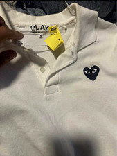 Comme des Garcons PLAY Men's White Short Sleeve Cotton Piqué Polo Heart M picture