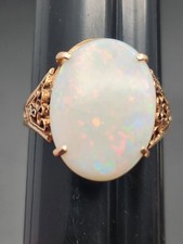 Vintage 14k Gold  Oval Opal Filigree Prong Cocktail Solitaire Ring Size 7 1/2 picture
