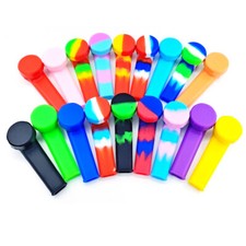 5PC 3.4 Mini Silicone Smoking Hand Pipe Metal Bowl Lid Pocket Pipe Random colors picture