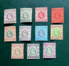 11 Fine UNUSED 1903-11 Hong Kong KEVII 1c to 50c Stamps MNH/MLH CV$330+ picture
