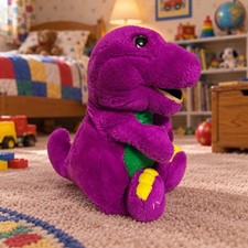 Vintage 1992 Dakin Barney the Dinosaur Plush 11” Lyons Group Purple PBS Toy picture