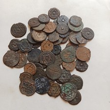 JEWISH BRONZE COIN STAR OF DAVID KING SOLOMON ERA RARE ARTIFACT 5 COINS picture
