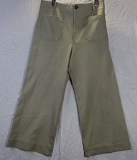 Anthropologie Maeve The Colette Ponte Stretch Green Crop Wide Leg Pants 32 Boho picture