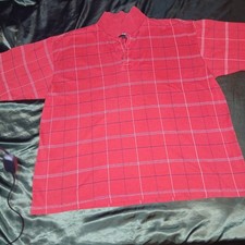 Bolle Golf Mens Polo Shirt Red Plaid Short Sleeve Size L picture