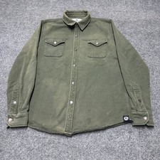 American Giant Heavy Cotton Snap Front Shirt Jacket Men Medium Faded Worn Green picture