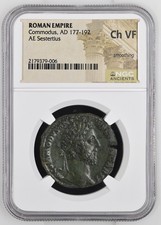 Roman Empire Commodus AE Sestertius 177-192 AD NGC Ch VF Smoothing Ancient Roman picture