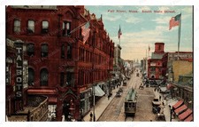 Fall River Massachusetts 1910s South Main Street Streetcars Standard Postcard picture