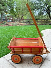 VEB HOLZSPIELWAREN KORNER - Vintage 1950s EAST GERMANY Wooden Toy Pull Wagon picture