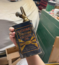 Antique 1930s National Peptized Graphite Oil Can w/ Pump picture