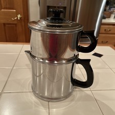 Lifetime Drip-O-Lator Coffee Percolator Silver Vintage Aluminum 2-Tier Pot picture