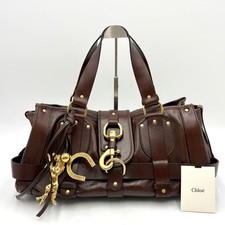 Auth Chloe Kerala Leather Tote Bag with House Charm, Brown 3Y653 picture