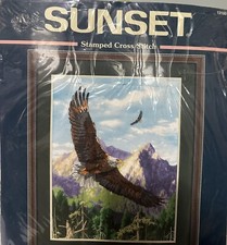 Sunset Dimensions Soaring Free Eagle Counted Cross Stitch #13100 1998 picture