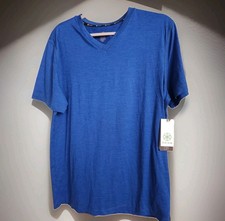 New Mens Gaiam T-Shirt Cobalt Blue Slim Fit Dri-power V Neck Large picture