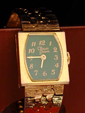 Classic Geneve Vintage Women's Mechanic  Wristwatch Green Dial Square picture
