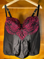 NEW Lane Bryant Cacique Women's 22/24 Underwire Lined Black Satin Bustier Top picture