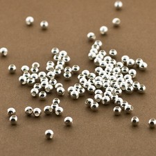100pc, Genuine Sterling Silver 3mm Beads. Round. Seamless Spacer Polished Beads. picture