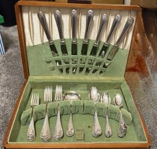 Christofle Malmaison Silverplate Flatware Set France w/ Vintage Storage Case picture