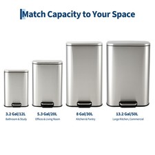 Commercial Grade Stainless Steel Step Trash Can 12L 20L 30L 50L Garbage Bin Unit picture
