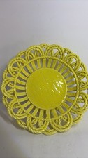 Vintage Yellow Ceramic Basket Weave Plate picture