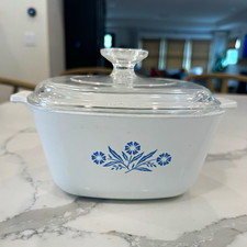 CorningWare P-1 3/4-B 1 3/4 qt Square Floral Casserole Dish w/ Glass Lid picture
