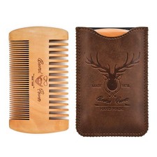 Wooden Beard Comb & Durable Case For Men Beard Mustaches, Fine & Coarse Teeth picture