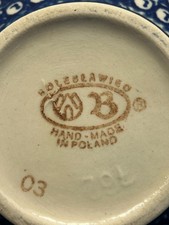 🔥3 Boleslawiec Polish Pottery Lot, 1 Large Bowl/Planter, 1 Coffee Mug, 1 Cup picture