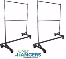 Only Hangers Commercial Double Rail Rolling Z Rack Black Base (SET OF 2) picture